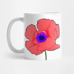 Digital Colored Poppy Flower Sketch (MD23Mrl003) Mug